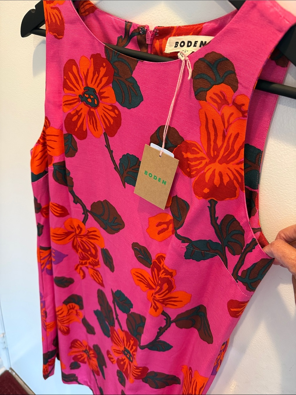 Boden Fuchsia Pink Dress with Orange Floral Print - Picture 3 of 4